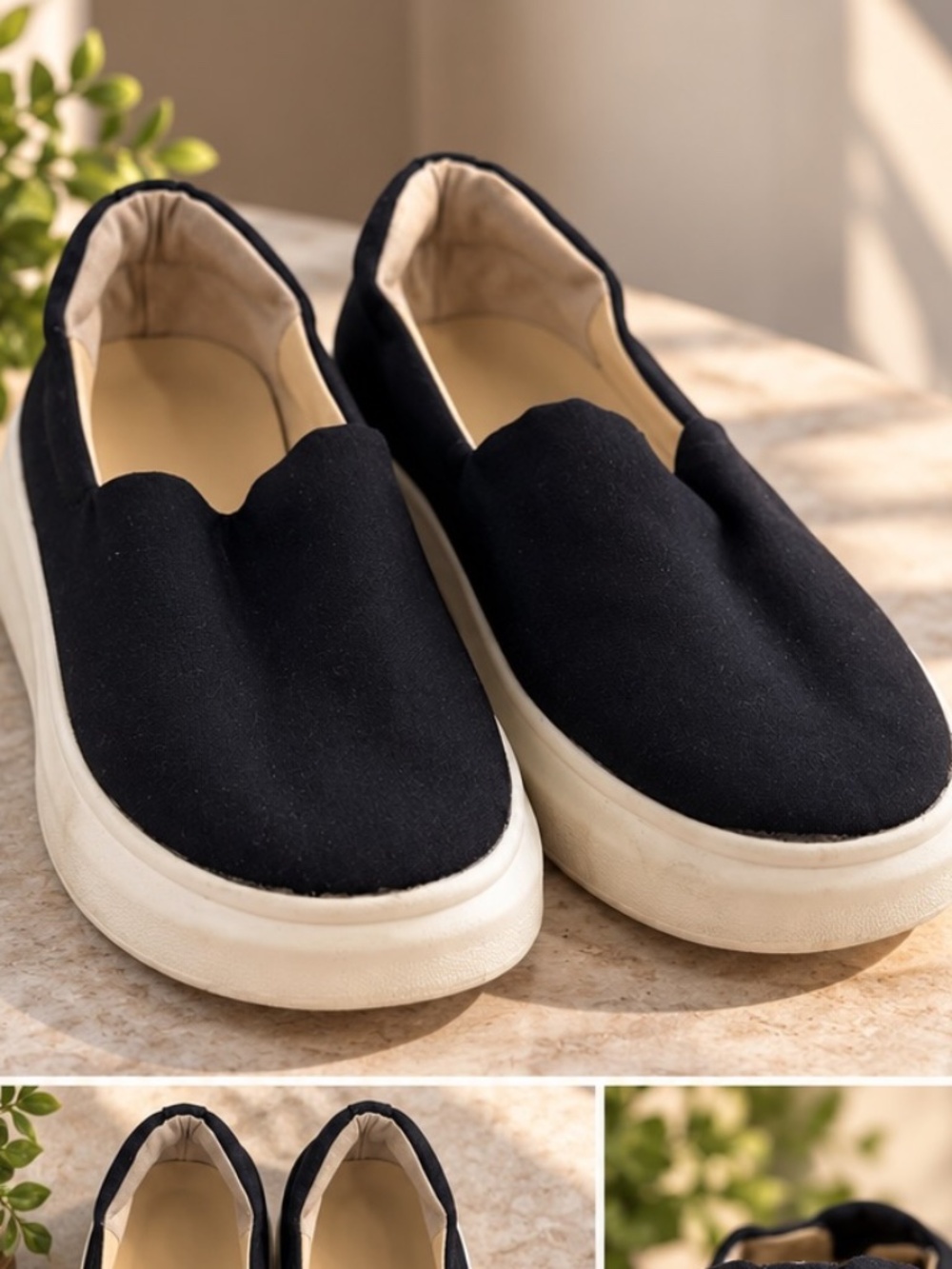 Sam Edelman Slip On Comfort Shoes Womens Size 10 Black Canvas Walking